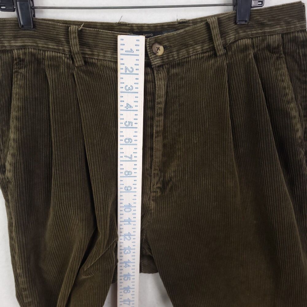 Vintage Gap Corduroy Pants Mens Size 36x34 Olive Green Pleated Relaxed Baggy Y2K - Picture 5 of 13